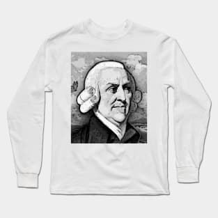 Adam Smith Black And White Portrait | Adam Smith Artwork Long Sleeve T-Shirt